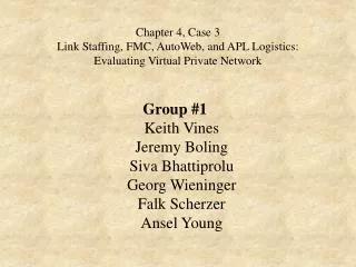 Chapter 4, Case 3 Link Staffing, FMC, AutoWeb, and APL Logistics: Evaluating Virtual Private Network