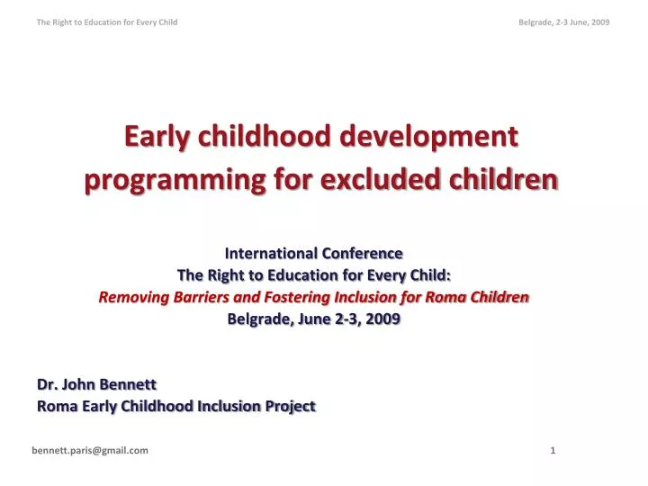 early childhood development programming for excluded children