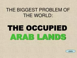 THE BIGGEST PROBLEM OF THE WORLD: THE OCCUPIED ARAB LANDS