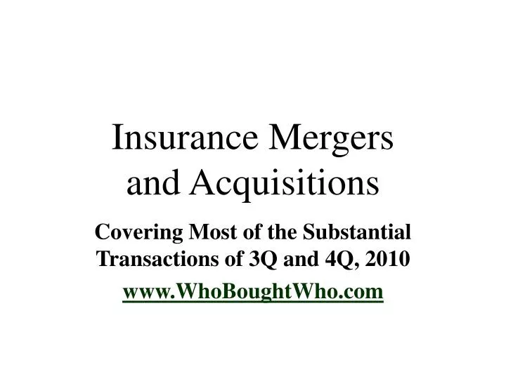insurance mergers and acquisitions