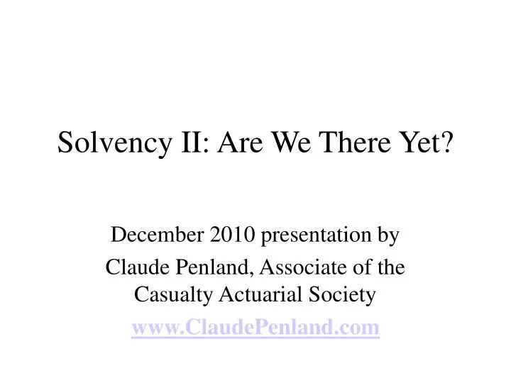 solvency ii are we there yet