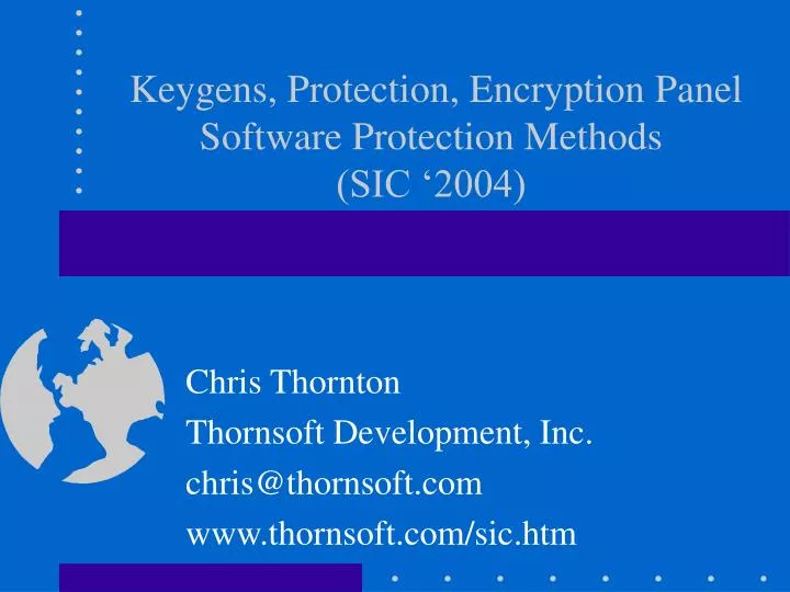 keygens protection encryption panel software protection methods sic 2004