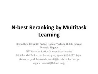N-best Reranking by Multitask Learning