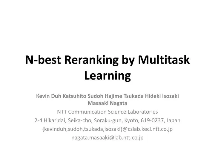 n best reranking by multitask learning