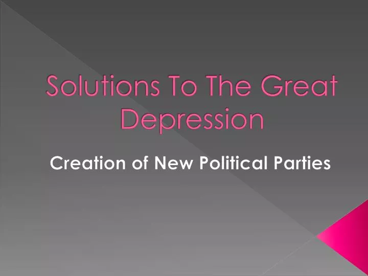 solutions to the great depression