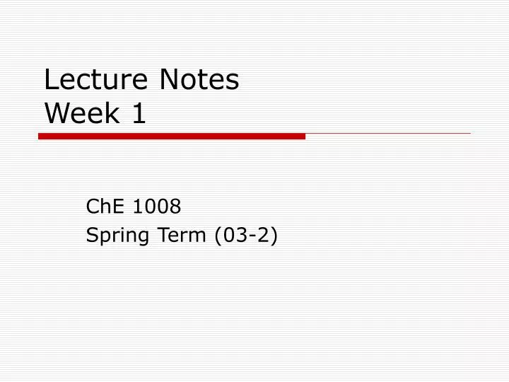 lecture notes week 1