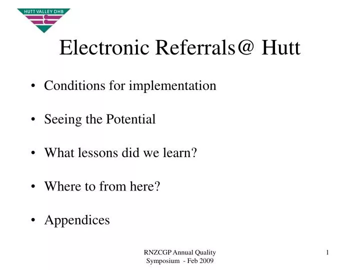 electronic referrals@ hutt