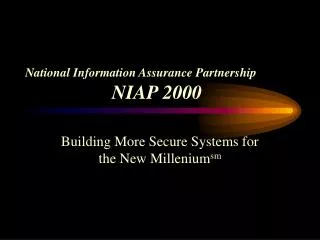 National Information Assurance Partnership NIAP 2000