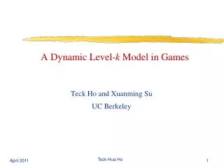 A Dynamic Level- k Model in Games