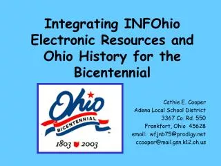 Integrating INFOhio Electronic Resources and Ohio History for the Bicentennial