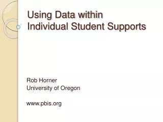 Using Data within Individual Student Supports