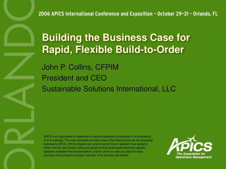 building the business case for rapid flexible build to order