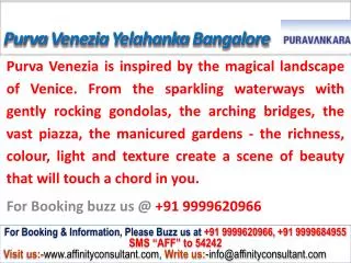 Purva Venezia Yelahanka Bangalore @ 09999620966