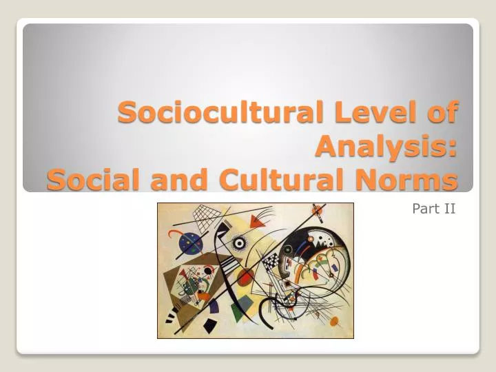 sociocultural level of analysis social and cultural norms