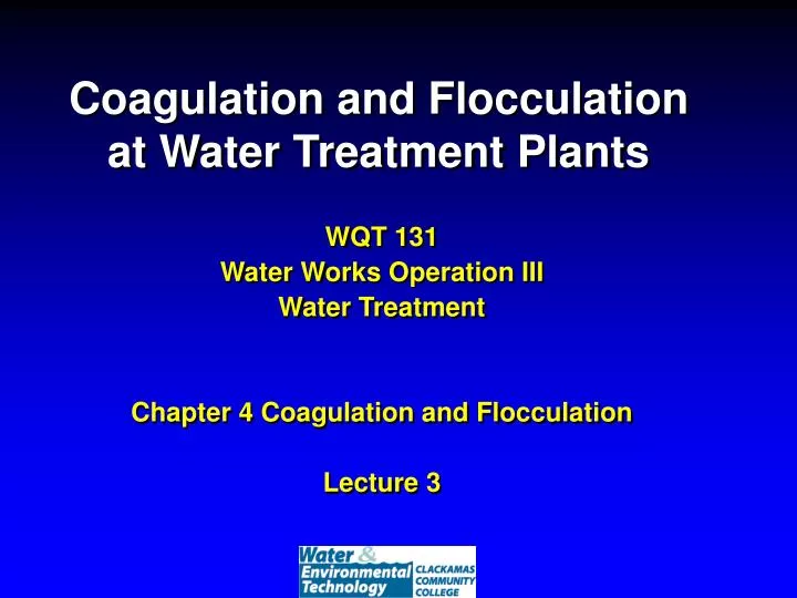 coagulation and flocculation at water treatment plants