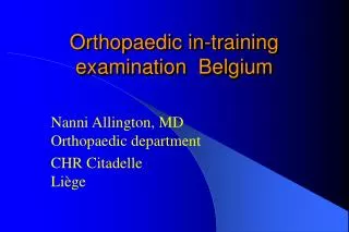 Orthopaedic in-training examination Belgium