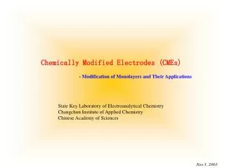 - Modification of Monolayers and Their Applications