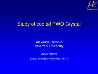 Study of cooled PWO Crystal