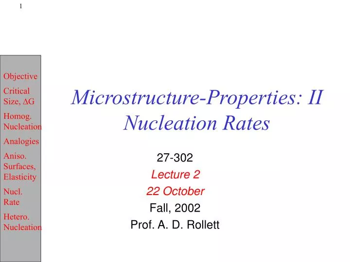 microstructure properties ii nucleation rates