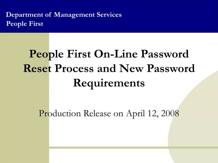 people first on line password reset process and new password requirements