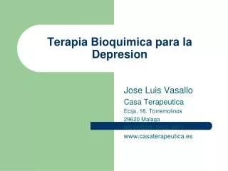 Terapia Bioquimica para la Depresion