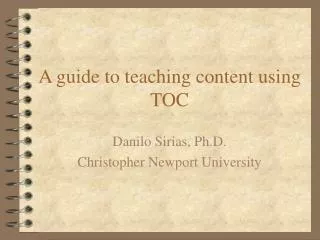 A guide to teaching content using TOC