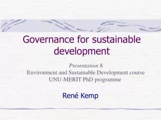 Governance for sustainable development