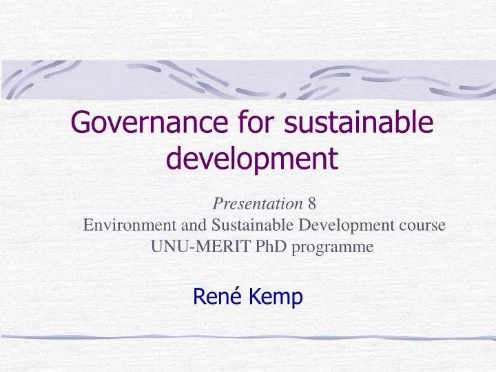 governance for sustainable development