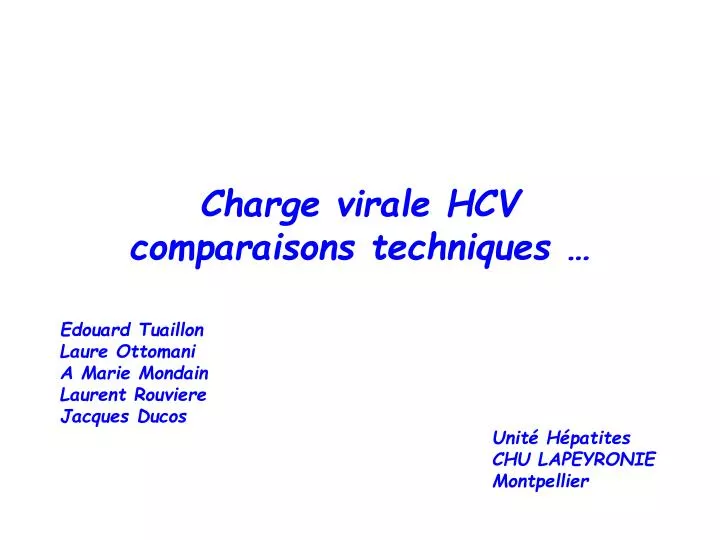 charge virale hcv comparaisons techniques