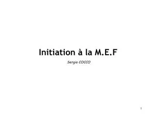 Initiation à la M.E.F