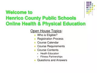 Welcome to Henrico County Public Schools Online Health &amp; Physical Education