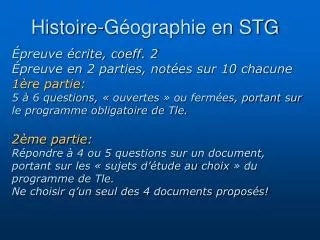 histoire g ographie en stg