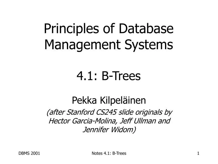 principles of database management systems 4 1 b trees