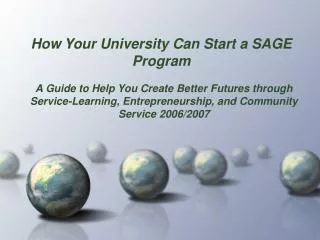How Your University Can Start a SAGE Program
