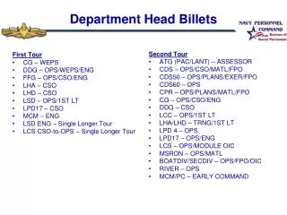 Department Head Billets