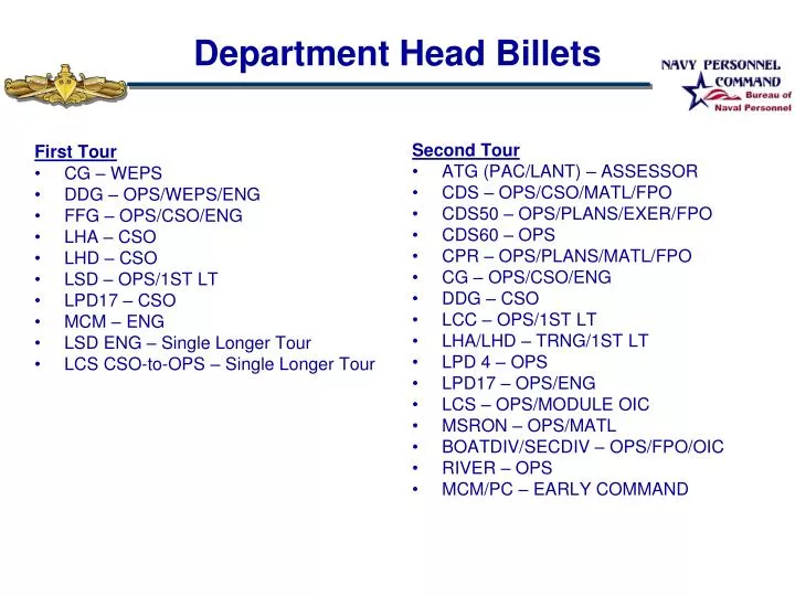 department head billets