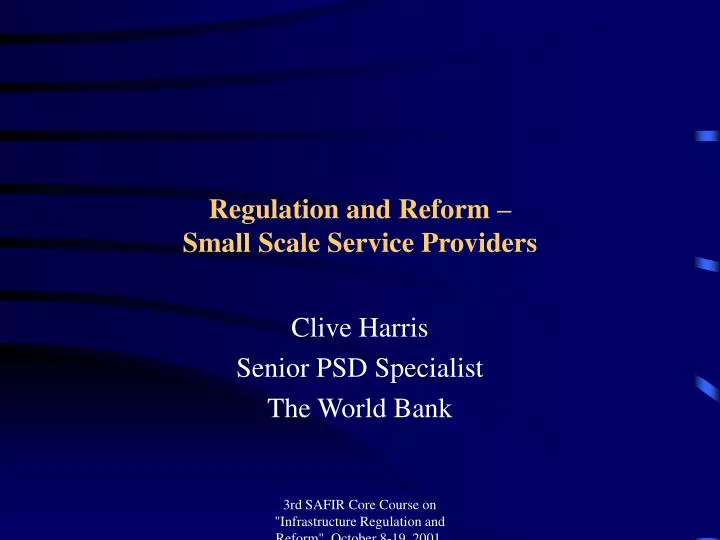 regulation and reform small scale service providers