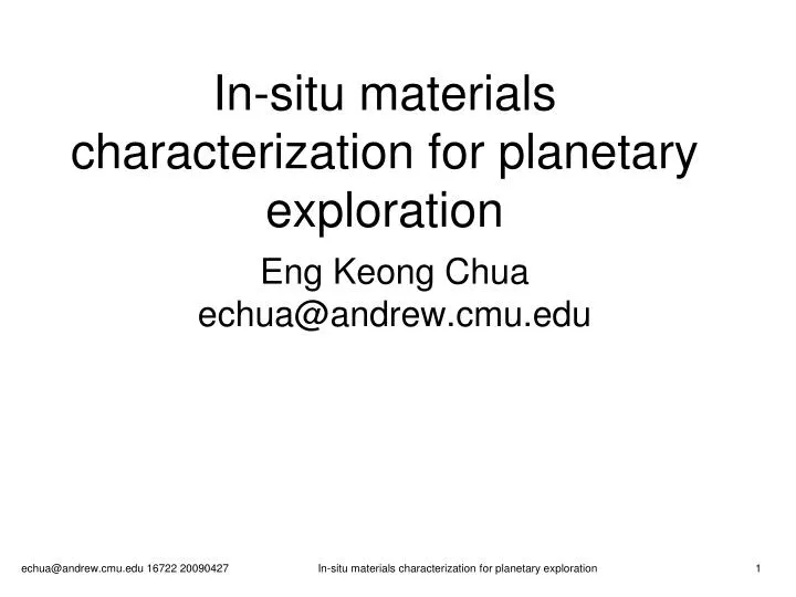in situ materials characterization for planetary exploration