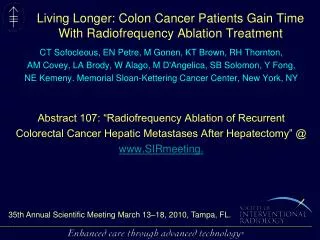 Living Longer: Colon Cancer Patients Gain Time With Radiofrequency Ablation Treatment