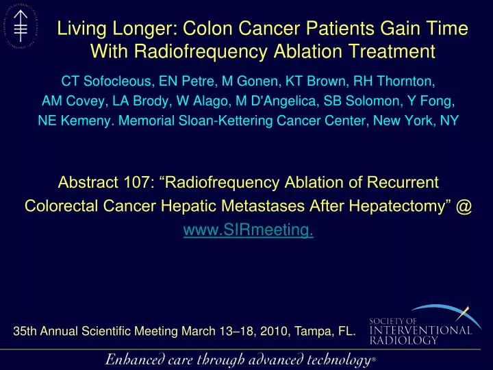 living longer colon cancer patients gain time with radiofrequency ablation treatment