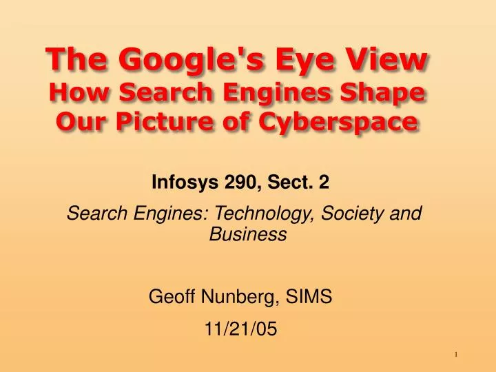the google s eye view how search engines shape our picture of cyberspace
