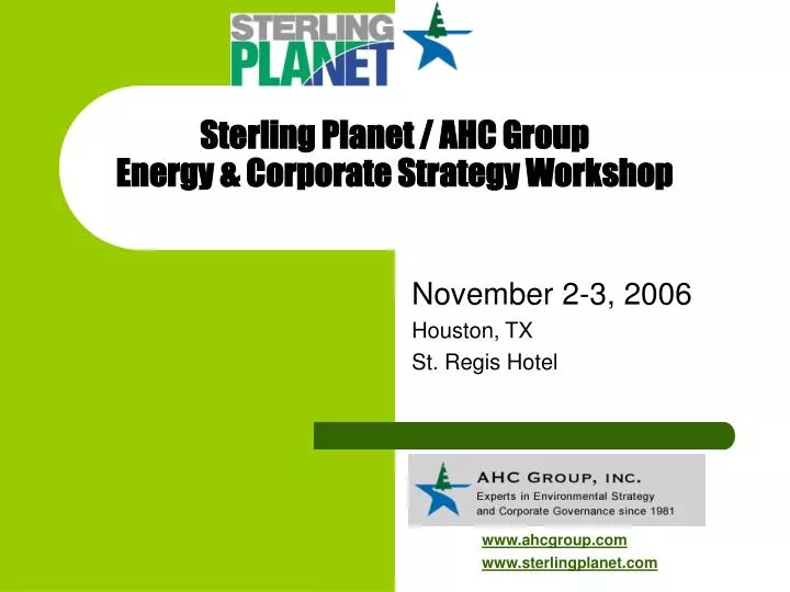 sterling planet ahc group energy corporate strategy workshop