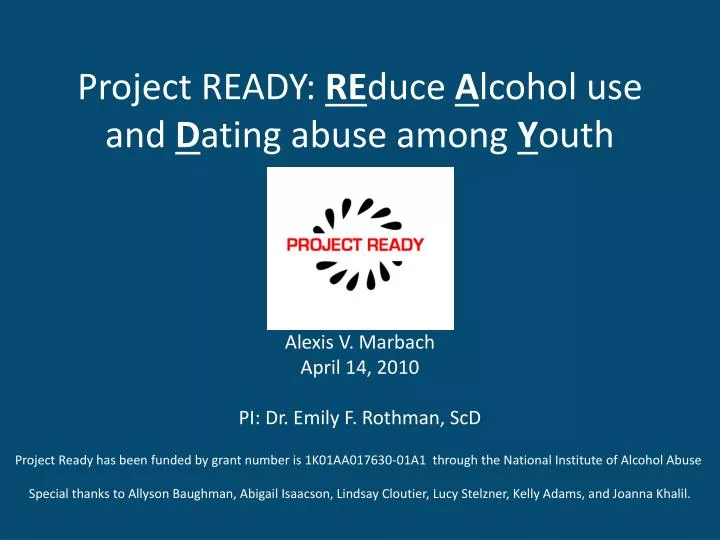 project ready re duce a lcohol use and d ating abuse among y outh