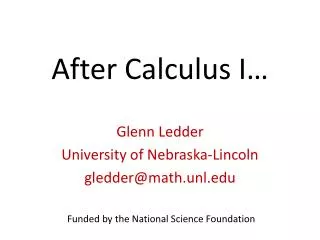After Calculus I…