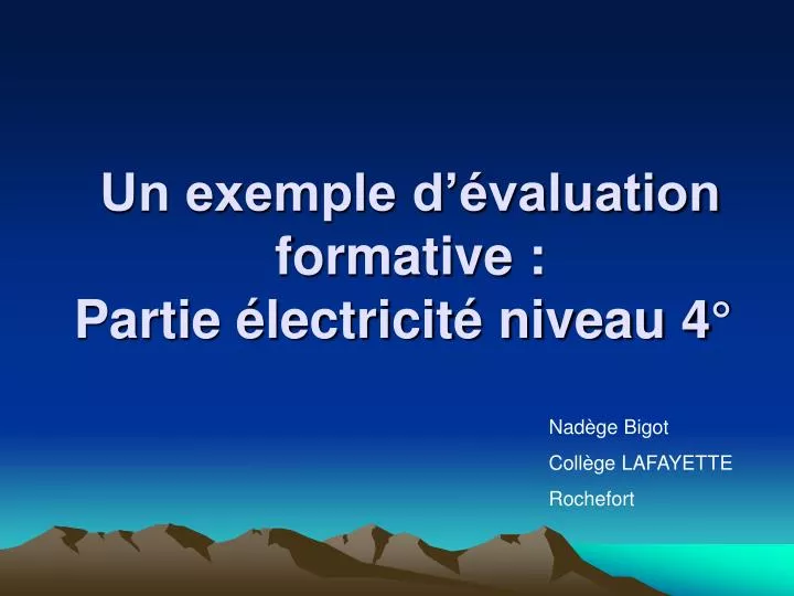 un exemple d valuation formative partie lectricit niveau 4