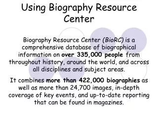 Using Biography Resource Center