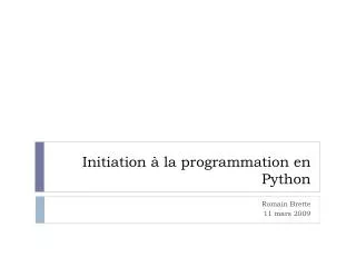 initiation la programmation en python