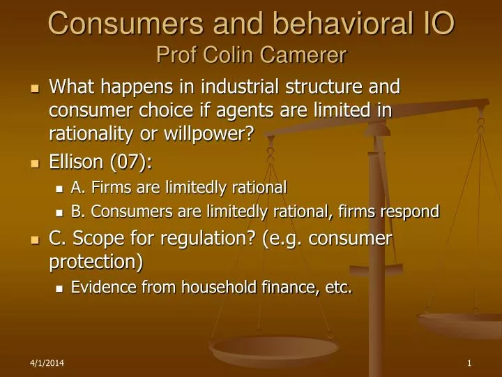 consumers and behavioral io prof colin camerer