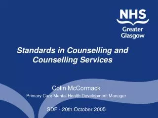Standards in Counselling and Counselling Services
