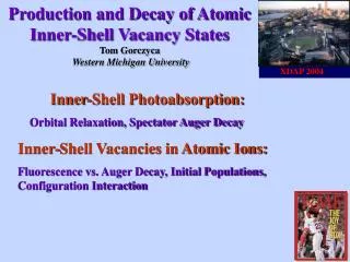Production and Decay of Atomic Inner-Shell Vacancy States Tom Gorczyca Western Michigan University